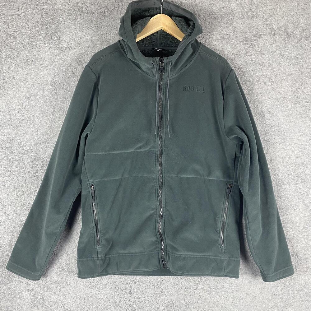 NOBULL Jacket Mens Large Hooded Full Zip Fleece Made in USA Outdoor Training